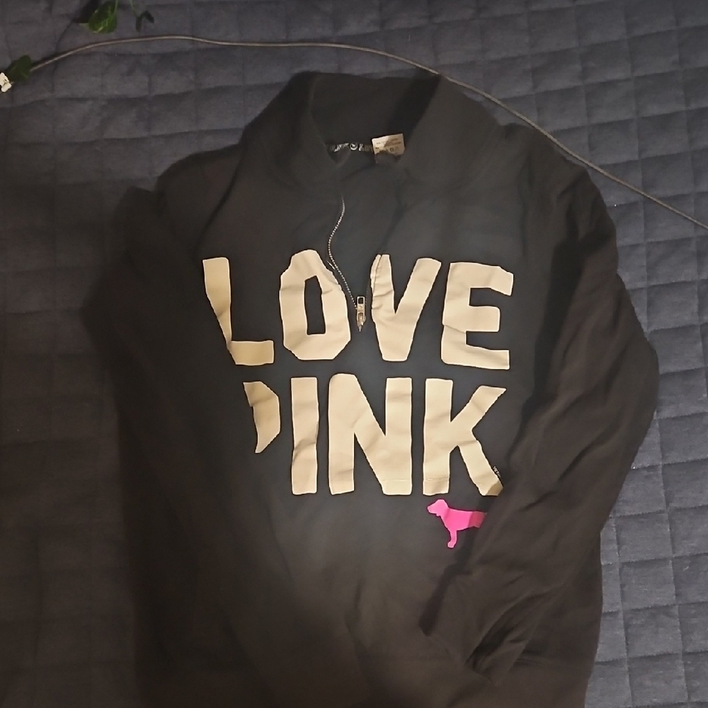 Victoria's Secret Black Hoodie with Pink Accents